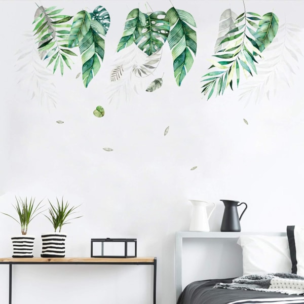 Gröna hängande blad väggdekaler, avtagbara färska växtblad Vine1-1