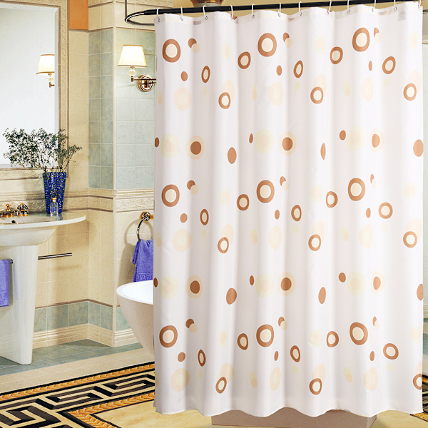 180*180cm Polyester Duschdraperi Vattentät Badrumsdraperi + Upphängningskrokar