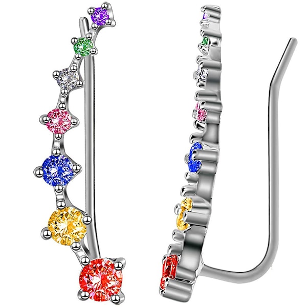 Blingsohrmanschett 7 Kristaller 925 Sterling Silver Hypoallergen