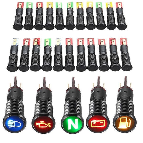 12V 12mm LED-indikatorlys til bil og båd, advarselslampe til instrumentbræt