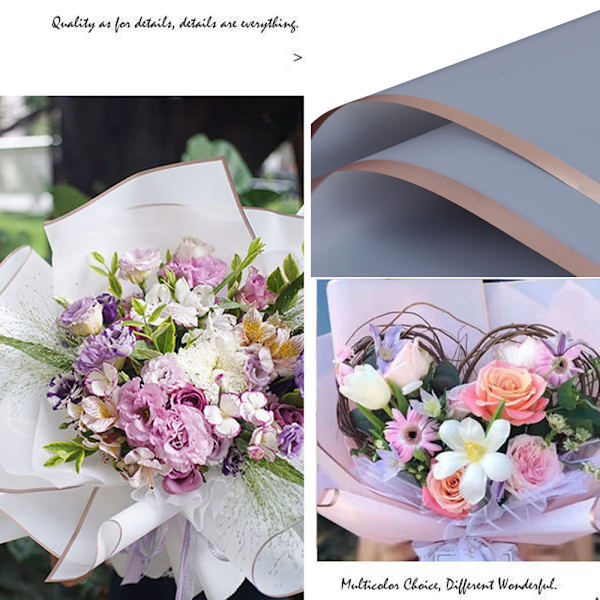 20 ark gullkant blomsterinnpakningspapir, DIY gaveinnpakning, Wa