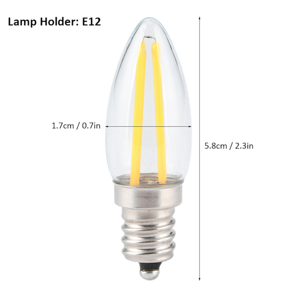 10 kpl E12 Pitkä Filamentti Pieni LED-Lamput Himmennettävä Lamppu 1,5W AC110V Kotivalaistukseen