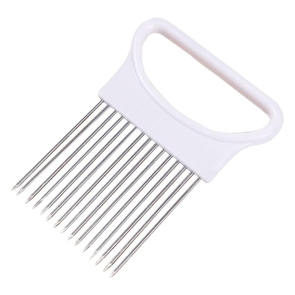 Lökhållare i rostfritt stål, köksskärare med spetsar för att fixera lökar, grönsaker, frukter; multifunktionell matnålsfräs, ergonomiskt handtag för