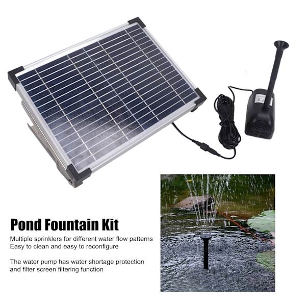 17V/10W Solcellsfontän Hög Effekt Vattenpump med Solpanel Solenergi Pump Kit för Trädgårdsdamm