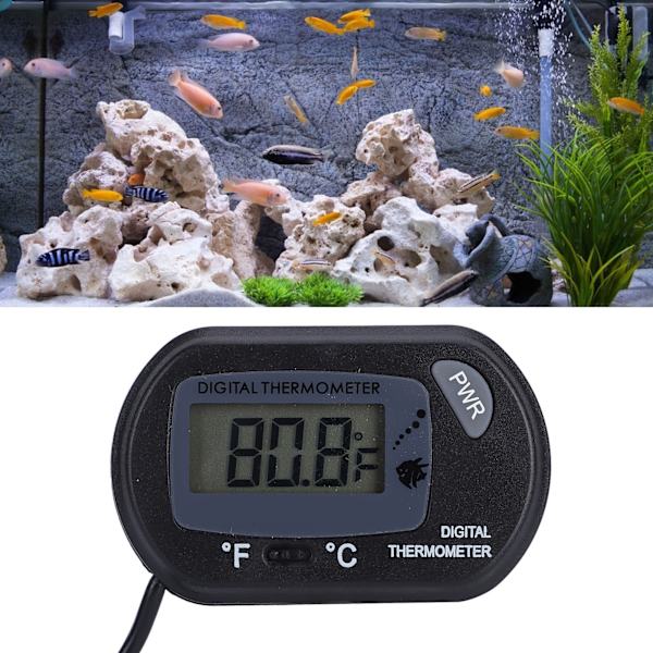 LCD Digital Akvarietermometer Praktisk Stor Klar Skærm Justerbar Fiskekum Termometer Sort