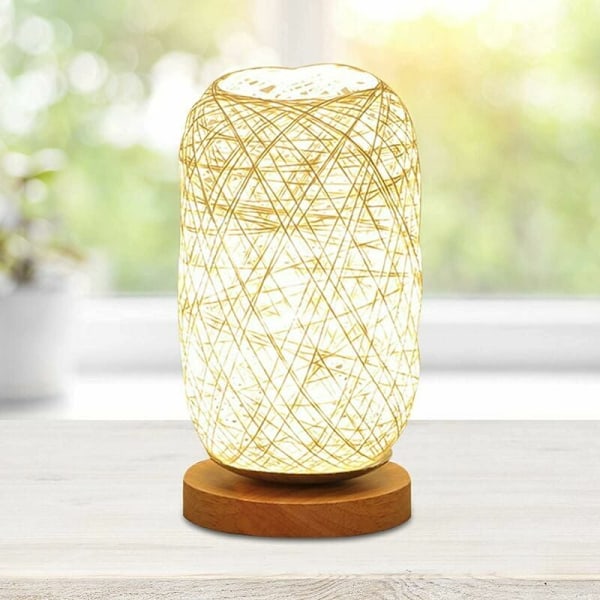 Handvävd Sänglampa, Finpolerad För Säker Beröring, Lågkolhaltig Miljövänlig Yta Giftfri Beige Linneskärm Med Långlivad LED-lampa