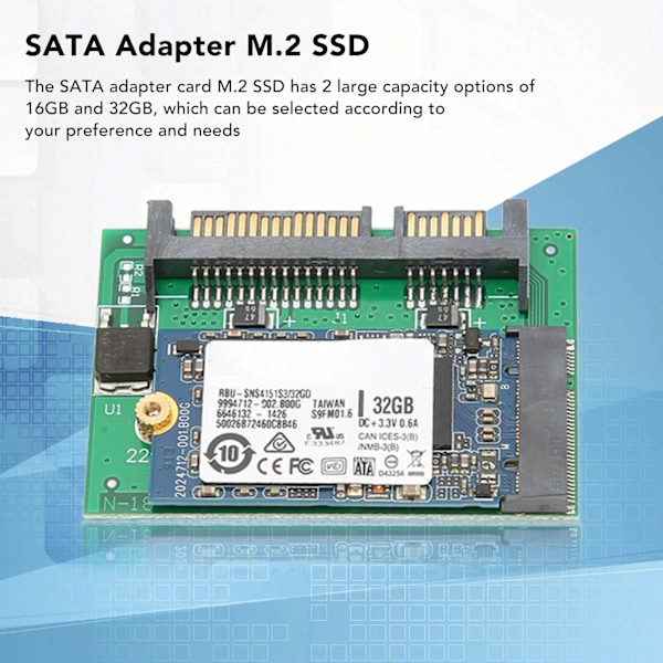 SATA-sovitin M.2 SSD 2-in-1 Suuri Kapasiteetti Vakaa Luotettava Kannettava Plug and Play Tietokoneen Tarvikkeet 32GB