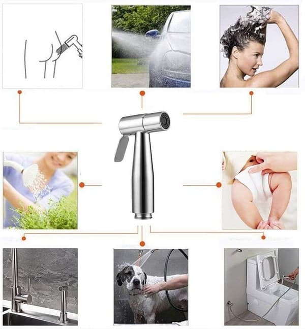 Håndholdt bidet-sprøjte, børstet nikkel-sprøjtesæt i rustfrit stål