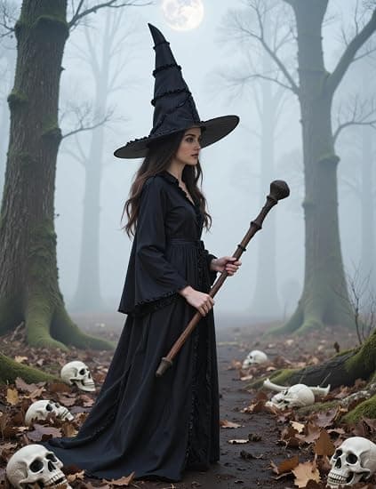 Halloween COS Trollmann/Heksehatt, Maskeradeball og Rollespillfester, Svart Plissert Hatt