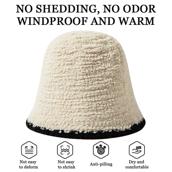 Varm Ull Cloche Hatt Solid Vinterbøttehatter