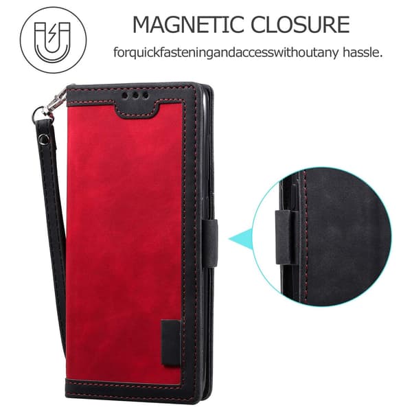 WELLNGS Rød Rød iPhone 16e Etui Blokerende Wallet Stand Læder Telefon Shell