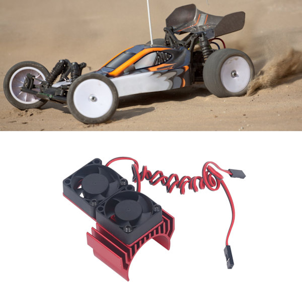 DC 5V RC Jäähdytyselementti Suurnopeus Tuuletinmoottori Säteilijä Tuuletinsetti Traxxas Slash 4×4 VXL 1/10 RC-autolle Punainen