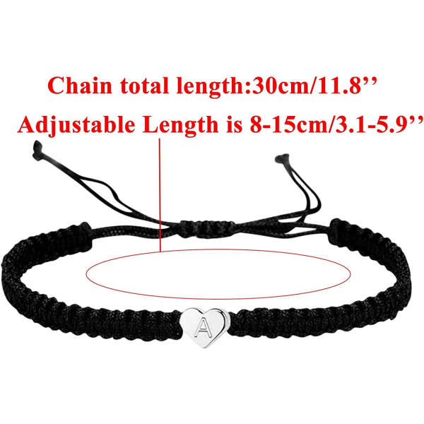 Pläterade initial hjärtsträngarmband för kvinnor män tonårsflickor pojkar handgjorda repflätade armband minimalistiska smycken matchande par armband[T,One