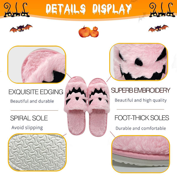 Halloween-tofflor: Utsökt pumpa-ansiktsbroderi-design för