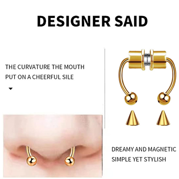 Magnetisk Septum Näsring Hästsko Falska Falska Näs Septum Ringar