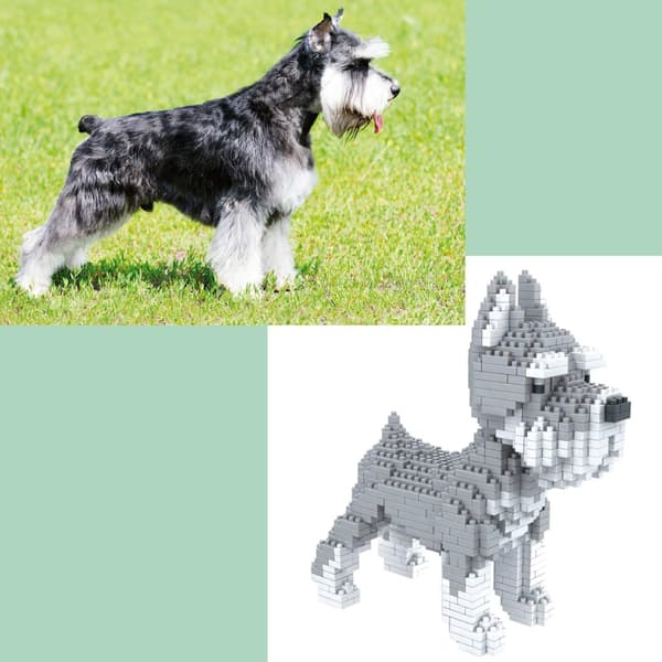880 brikker. Schnauzer hund. Figur til samling med nanoblocks