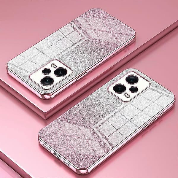 Baksidesskal för Xiaomi Redmi Note 12 Pro+ 5G med exakta utskärningar och gradientglitter i TPU Pink