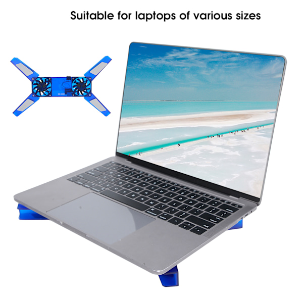 Laptop kylställ Dubbel fläkt Fällbar kylplatta USB-kabel Datortillbehör DR‑2008FBlue
