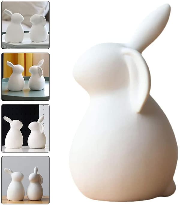 2 stk. kaninpynt påskekanin kreative dekorative figurer statue keramisk eggfigur