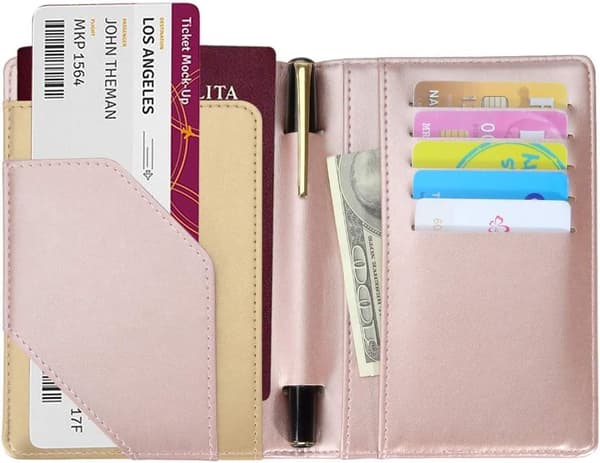 Skyddar passfodral, (Rose Gold) RFID-blockerande reseskydd