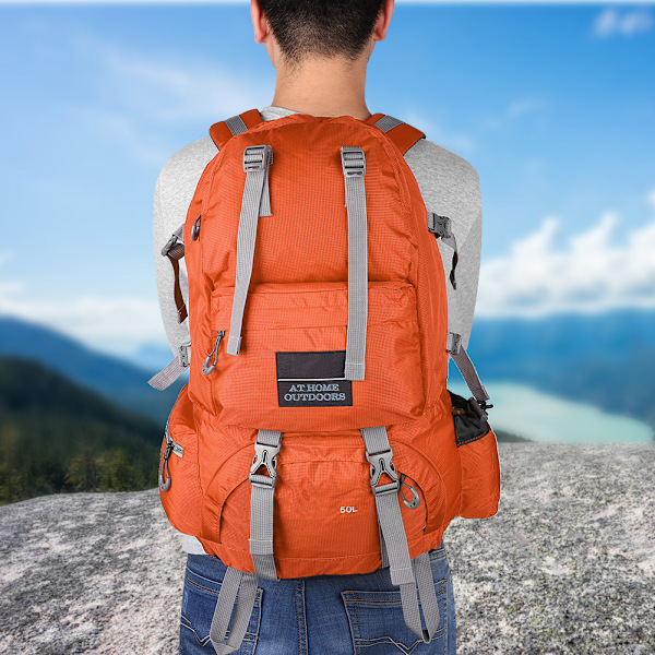 Free Knight 50L Vattentät Väska Nylon Camping Klättring Utomhus Resor Vandringsryggsäck Orange
