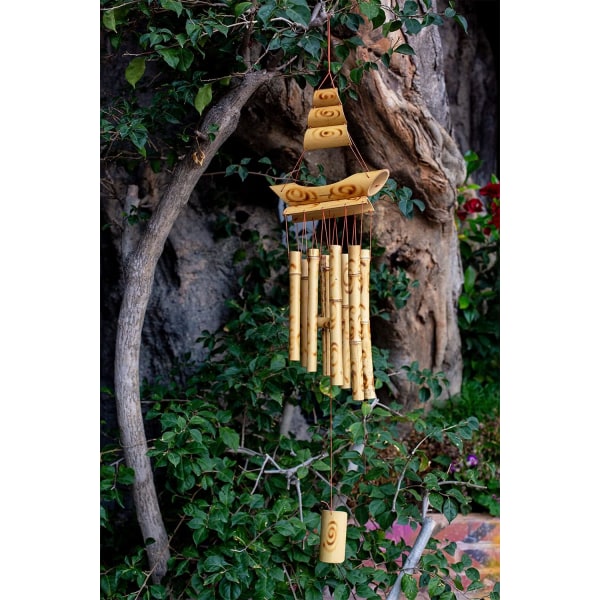 Bambu vindspel utomhus, handgjorda Memorial Wind Chimes med L