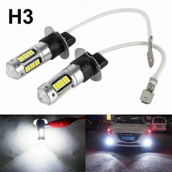 2 st H3 Super LED Dimljus DRL Glödlampor Kit 6000k Vit