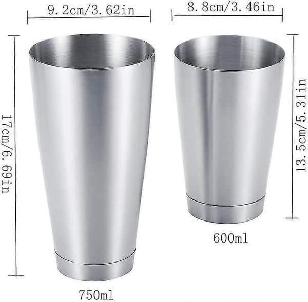 Robust cocktailshaker i rostfritt stål för bar och kök (Silver)