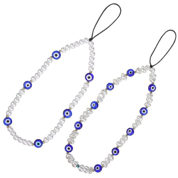 2 stk. mobiltelefon-snore Perle Evil Eye Perle Telefon Charm Håndledsrem Hængende Vedhæng Dekoration
