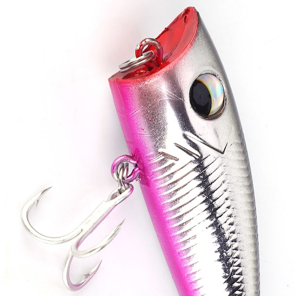 Kunstig Fiske Hard Bait Treble Hook Flydende Popper Fiske Lokkedyr Tilbehør (Sølv+sort)