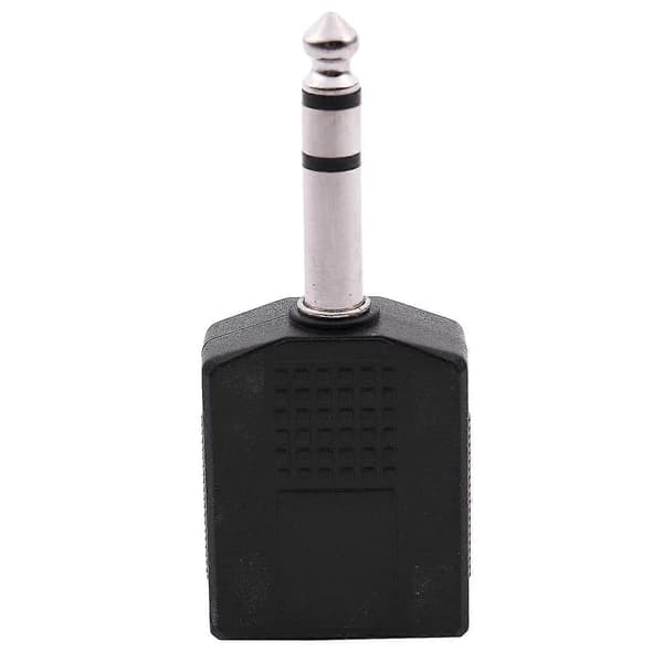 Hovedetelefonadapter Guld Stik & Mono 6.35mm Han Stik Til Dobbelt 6.35mm Hun Stik Splitter Adapter C