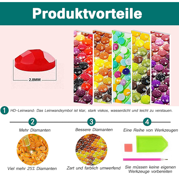 Konstterapi för avkoppling, akvarell djur korsstygns kit för vuxna nybörjare canvas för nybörjare (30 x 40 cm)