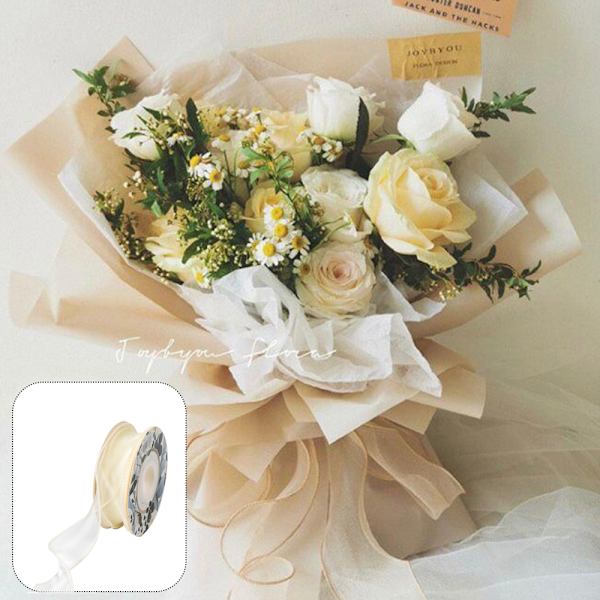 2 rullar 4 cm bred transparent organza-band - 20 meter för presentinslagning, buketter