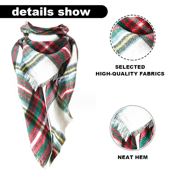 Dame Fall Winter Plaid Trekant Sjal Sjal Klassisk Kvast