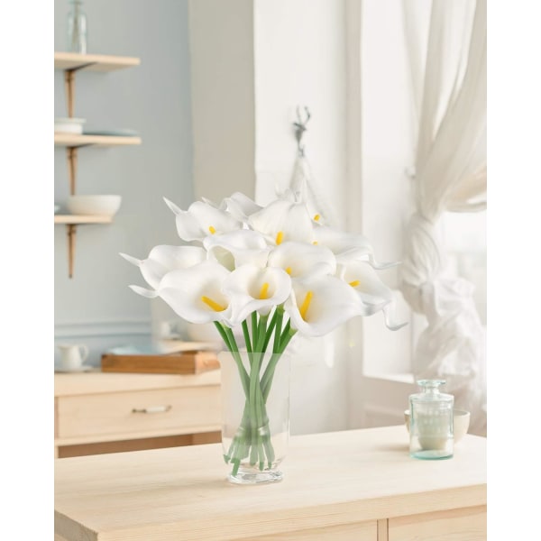 12 Stykker Kunstige Calla Lily Kunstige Blomsterbuket Hvid