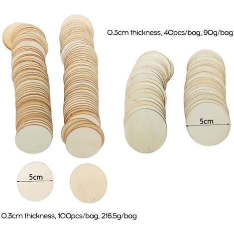 Træcirkler Runde Håndværk Kort Til Bryllup, 100Stk 50Mm