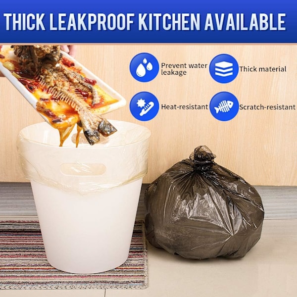 Affaldsposer til køkken og badeværelse, stærke skraldeposer lækagesikre affaldskurvsposer med lugtkontrol til kontor og stue (19'' x 23'', 15 liter)