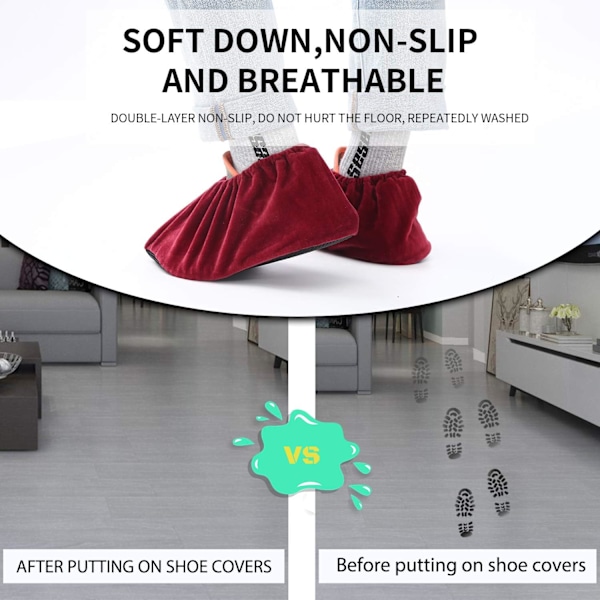 Quiet Wear Återanvändbara Skoskydd, Halkfria Förtjockade Sulor för Kontorsbruk, Tvättbara Universalstorlek med Elastisk Mudd, Anti-Slip Texturerad Yta för