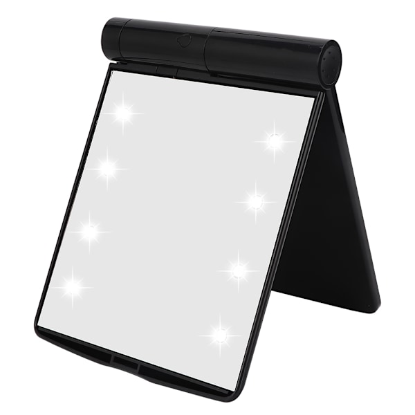 Bærbar LED Makeup Spejl Moderne Desktop Foldbar Fyldlys Spejl Kosmetik Værktøj Sort