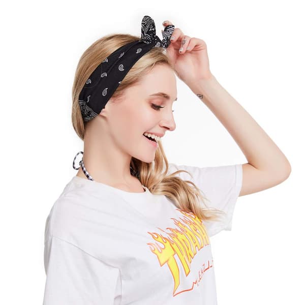 Boho Bow Damehodebånd Vintage Paisley Mønstertrykk Hodebånd