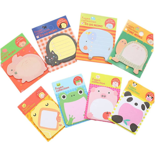 Søte Sticky Notes  Nyhet Dyr Sticky Notes Selvklebende Notater Memo Blokker Frokost Sticky Notes Søt Melding Pad Skoleartikler 16Pcs