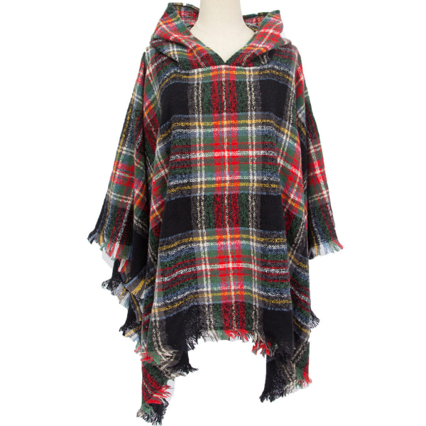 Naisten Ruudullinen Hupparihuivi Cape Shawl Poncho Huppari Cape