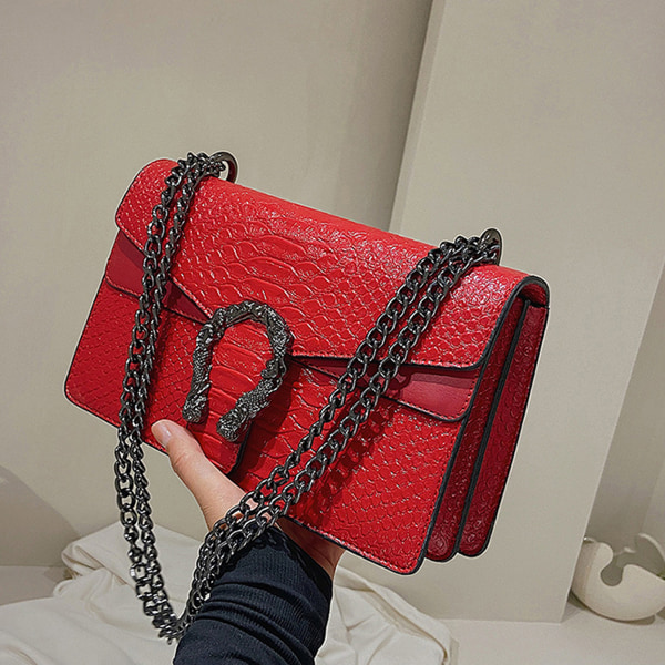 Kvinnors crossbody väska och axelväska - ormkedja plånbok läder axelväska