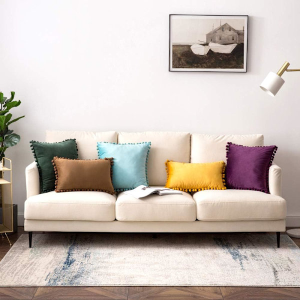 2 kpl Sametinen Tyynynpäällinen Pompom-Koristeella