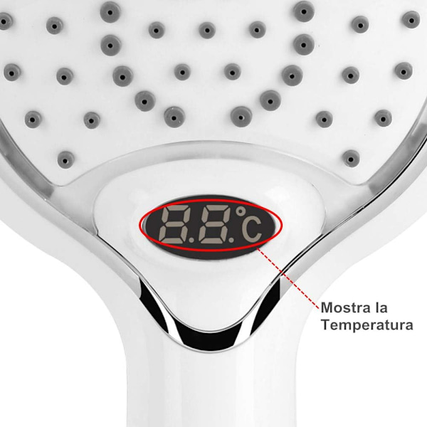 Bekvämt Handtag &amp; Tryckförstärkande Duschmunstycke, LED-ljuscirkel Visar Vattentemperatur i Realtid, ABS och TPR-material Säkerställer