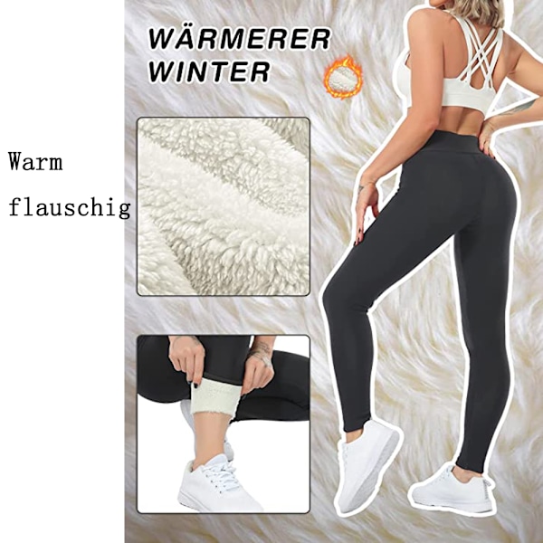 Varma leggings för kvinnor, med fleece vintervarm tjock plysch lappfoder, hög midja ogenomskinliga tights för daglig användning, fitness, löpning, vandring