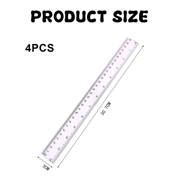 Annonslinjal 4 Rak färgad transparent plastlinjal