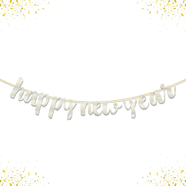 Nyårsbanderoll 2024, Happy New Year Bunting Banner med