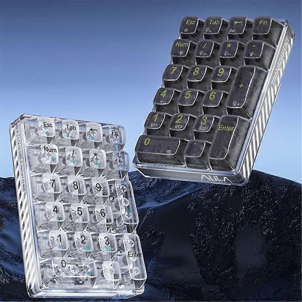 Svart Bluetooth-kompatibel numerisk knappsats mekanisk sifferdel 21 tangenter transparent