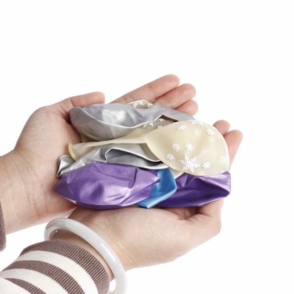 Frysta Ballonger, 12 Tum, Blå, Lila Latexballong med Snöflingeballonger för Flickor, Vinterunderland Födelsedag, Babyshower, Jul Fryst
